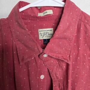 J.Crew Brick Red White Mini Marquee Print Slim Fit Long Sleeve, Mens, Large